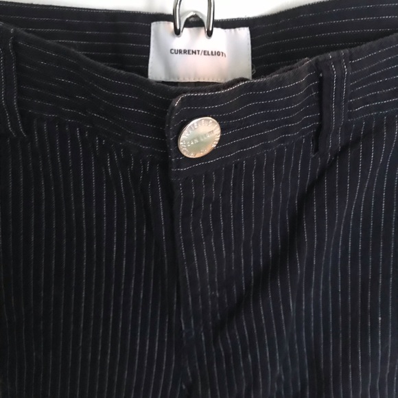 Current/Elliott The Confidant Pinstripe Trouser Pant in Navy Blue Size 24 - Picture 13 of 16